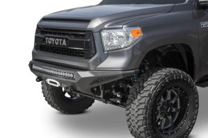 Toyota Tundra Bumper - Front - Addictive Desert Designs - Stealth Fighter w/ Winch Mount & Sensors - Hammer Black, Satin Black - `14-`27